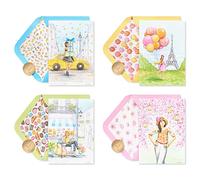 Papyrus Surtido de tarjetas de cumpleaños en caja, diseñado por Bella Pilar, City Fashion (4 unidades)