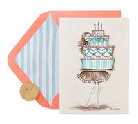 Papyrus Tarjeta de cumpleaños para hermana - diseñada por Bella Pilar (Girl Holding Cake)