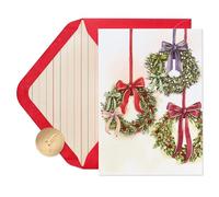 Papyrus Tarjeta navideña, coronas decorativas de Navidad con lazos, perfecta para cualquier persona (temporada con alegría)