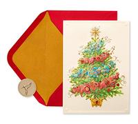 Papyrus Tarjetas de Navidad en caja con sobres, May Peace and Happiness Be Yours, árbol de Navidad (12 unidades)