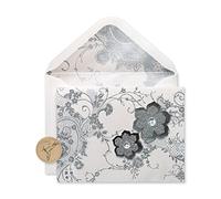 Papyrus Tarjetas en blanco con sobres, encaje y flores con purpurina (8 unidades)