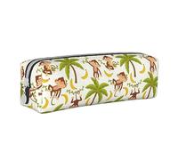 PAQGSREM Cute Monkey Banana Tropical Plam - Estuche para lápices, estuche de cuero, organizador con cremallera, bolsa de almacenamiento de maquillaje, Como se muestra en la imagen, Talla única,