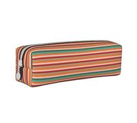 PAQGSREM Estuche para lápices de piel con cremallera, color verde azulado, naranja, turquesa, tribal del suroeste, nativos americanos, Como se muestra en la imagen, Talla única, Estuche para lápices