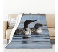 PAQOLSMCKR Cobija de franela con diseño de pájaros loon para sofá, manta reversible de felpa, suave y acogedora para sofá, camping, todas las estaciones