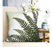 PAQOLSMCKR Fundas de almohada decorativas de 18 x 18 pulgadas, fundas de almohada cuadradas de hojas de helecho de plantas naturales para sala de estar