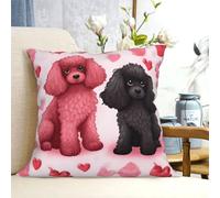 PAQOLSMCKR Fundas de almohada decorativas de 30,5 x 30,5 cm, diseño de caniches y perros, funda de cojín cuadrada de felpa para sala de estar