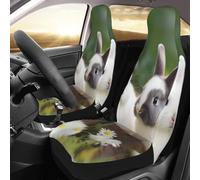 PAQOLSMCKR Juego de 2 fundas de asiento de coche, 2 fundas de asiento para coche, 2 conejos, protectores de asiento con correa elástica, impermeables, accesorios para automóvil, juego de 2