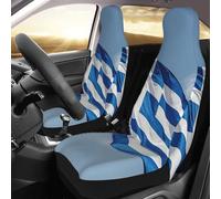 PAQOLSMCKR Juego de 2 fundas de asiento de coche con bandera griega, con correa elástica, impermeables, accesorios para automóvil, juego de 2