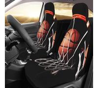 PAQOLSMCKR Juego de 2 fundas de asiento de coche, fundas de asiento de baloncesto, con correa elástica, impermeables, accesorios para automóvil, juego de 2