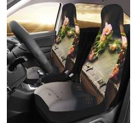 PAQOLSMCKR Juego de 2 fundas de asiento de coche, fundas de asiento para coche, protectores de asiento de libro antiguo, con correa elástica, impermeables, accesorios para automóvil, juego de 2