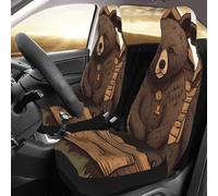 PAQOLSMCKR Juego de 2 fundas de asiento de coche, fundas de asiento para coche, rústico, lodge, oso, con correa elástica, impermeables, accesorios para automóvil, juego de 2