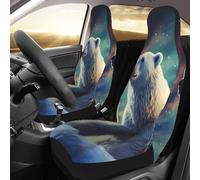 PAQOLSMCKR Juego de 2 fundas de asiento de coche para coche, auroras boreales, oso polar, con correa elástica, impermeables, accesorios para automóvil, juego de 2