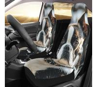 PAQOLSMCKR Juego de 2 fundas de asiento de coche para coche, diseño de Boston Terrier, con correa elástica, impermeables, accesorios para automóvil, juego de 2
