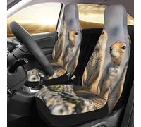 PAQOLSMCKR Juego de 2 fundas de asiento de coche para coche, dos perros de la pradera, protectores de asiento con correa elástica, impermeables, accesorios para automóvil, juego de 2