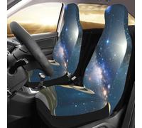 PAQOLSMCKR Juego de 2 fundas de asiento de coche para coches, planetas, estrellas y galaxia, Vía Láctea, protectores de asiento con correa elástica, impermeables, accesorios para automóvil, juego de 2