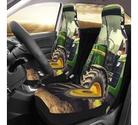 PAQOLSMCKR Juego de 2 fundas de asiento para coche, con diseño de tractor, con correa elástica, impermeables, accesorios para automóvil, juego de 2
