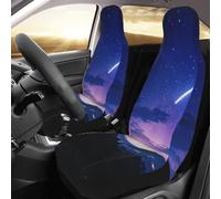 PAQOLSMCKR Juego de 2 fundas de asiento para coche, diseño de silueta de cielo nocturno, con correa elástica, impermeables, accesorios para automóvil, juego de 2