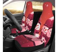 PAQOLSMCKR Juego de 2 fundas de asiento para coche, dos muñecos de nieve juntos, con correa elástica, impermeables, accesorios para automóvil, juego de 2