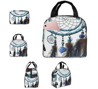 PAQOLSMCKR Lonchera para mujeres y hombres, lonchera portátil con aislamiento, atrapasueños nativos americanos, bolsa reutilizable para el trabajo, picnic
