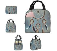 PAQOLSMCKR Lonchera para mujeres y hombres, lonchera portátil con aislamiento, atrapasueños nativos americanos, bolsa reutilizable para el trabajo, picnic