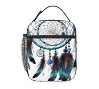 PAQOLSMCKR Lonchera para mujeres y hombres, lonchera portátil con aislamiento, atrapasueños nativos americanos, bolsa reutilizable para el trabajo, picnic