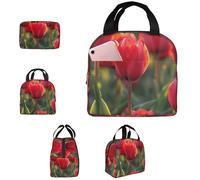 PAQOLSMCKR Lonchera para mujeres y hombres, lonchera portátil con aislamiento que florece en los campos, lonchera reutilizable para el trabajo, picnic