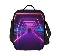 PAQOLSMCKR Lonchera para mujeres y hombres, portátil, aislada, con luces de neón, túnel, lonchera, reutilizable, para el trabajo, picnic