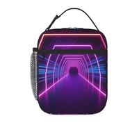 PAQOLSMCKR Lonchera para mujeres y hombres, portátil, aislada, con luces de neón, túnel, lonchera, reutilizable, para el trabajo, picnic