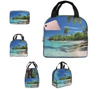 PAQOLSMCKR Lonchera para mujeres y hombres, portátil, aislada, paraíso tropical, lonchera reutilizable para el trabajo, picnic