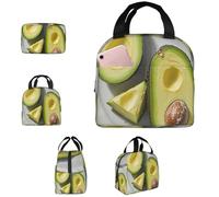 PAQOLSMCKR Lonchera portátil aislada para mujeres y hombres, lonchera de medio corte, piezas de aguacate, lonchera, bolsas reutilizables para el trabajo, picnic