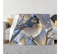 PAQOLSMCKR Manta de cama de 40 x 30 pulgadas, manta de invierno con pájaro en rama, manta de franela para sofá, manta de felpa reversible, suave y acogedora para sofá, camping, todas las estaciones