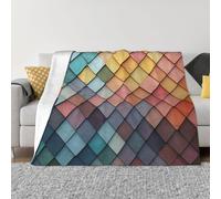 PAQOLSMCKR Manta de cama de 50 x 40 pulgadas, manta de franela con patrón de textura de azulejos coloridos para sofá, manta de felpa reversible, manta suave y acogedora para sofá, camping, todas las