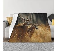 PAQOLSMCKR Manta de cama de 50 x 40 pulgadas, manta de franela de ciervos de animales salvajes, manta reversible de felpa suave y acogedora para sofá, camping, todas las estaciones