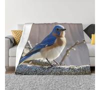 PAQOLSMCKR Manta de cama de 50 x 40 pulgadas, manta de franela de pájaro azul oriental para sofá, manta de felpa reversible, suave y acogedora para sofá, camping, todas las estaciones