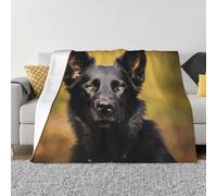PAQOLSMCKR Manta de cama de 60 x 50 pulgadas, manta de franela de perro pastor alemán negro para sofá, manta de felpa reversible suave y acogedora para sofá, camping, todas las estaciones