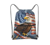 PAQOLSMCKR Mochila con cordón, plegable, bonita jirafa, bolsa de cuerda, bolsa deportiva para gimnasio para mujeres y hombres, Bandera de América y águila, Talla única