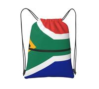 PAQOLSMCKR Mochila con cordón, plegable, color negro, gris, blanco, camuflaje, bolsa de cuerda, bolsa deportiva para gimnasio para mujeres y hombres, Bandera de Sudáfrica, Talla única