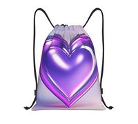 PAQOLSMCKR Mochila con cordón, plegable, con corazones morados, bolsa de cuerda, bolsa deportiva para gimnasio para mujeres y hombres, Negro, M