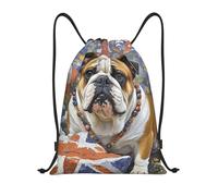PAQOLSMCKR Mochila con cordón, plegable, con diseño de bulldog inglés, bolsa de cuerda, bolsa deportiva para gimnasio para mujeres y hombres, Negro, S