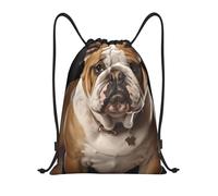 PAQOLSMCKR Mochila con cordón, plegable, con diseño de bulldog inglés, bolsa de cuerda, bolsa deportiva para gimnasio para mujeres y hombres, Negro, S