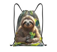 PAQOLSMCKR Mochila con cordón, plegable, con diseño de perezoso My Spirit, bolsa de cuerda, bolsa deportiva para gimnasio para mujeres y hombres, Negro, M