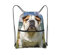 PAQOLSMCKR Mochila con cordón, plegable, para amantes de los perros, pastor alemán, bolsa de cuerda, bolsa deportiva para gimnasio para mujeres y hombres, Divertido bulldog inglés, Talla única