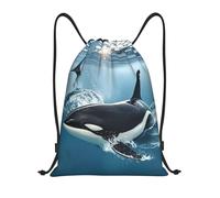 PAQOLSMCKR Mochila con cordón plegable para orcas y ballenas asesinas, bolsa deportiva para gimnasio para mujeres y hombres, Negro, M