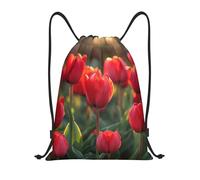 PAQOLSMCKR Mochila con cordón plegable que florece en los campos, mochila de cuerda, bolsa deportiva para gimnasio para mujeres y hombres, Black, S, Mochilas de viaje