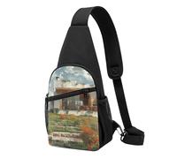 PAQOLSMCKR Mochila cruzada casual para hombres y mujeres, bolsa de hombro con flores y hierba para viajes, Casa de campo, Talla única