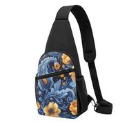 PAQOLSMCKR Mochila cruzada casual para hombres y mujeres, color calavera, bolsa de viaje, Modelo Azul, Talla única