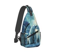 PAQOLSMCKR Mochila cruzada para hombres y mujeres, bolsa cruzada para guitarra eléctrica, bolsa cruzada para viajes, deportes, correr, Polar Bears Northern Lights_78819065, Talla única