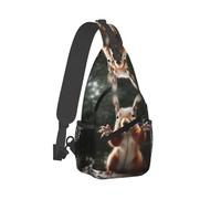 PAQOLSMCKR Mochila cruzada para hombres y mujeres, tabla de surf en el pecho de madera, bolsa cruzada para viajes, deportes, correr, Animales divertidos de ardilla, Talla única