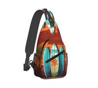 PAQOLSMCKR Mochila cruzada para hombres y mujeres, tabla de surf en el pecho de madera, bolsa cruzada para viajes, deportes, correr, Tabla de surf sobre madera, Talla única