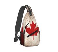 PAQOLSMCKR Mochila cruzada para hombres y mujeres, tabla de surf en el pecho de madera, bolsa cruzada para viajes, deportes, correr, Bandera retro de Canadá, Talla única